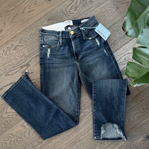 Frame Denim Women's Distressed high-rise straight fit Jeans